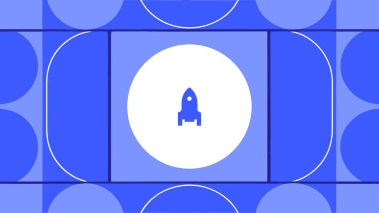 Indygo geometryczna kompozycja z rakietą - marketing internetowy