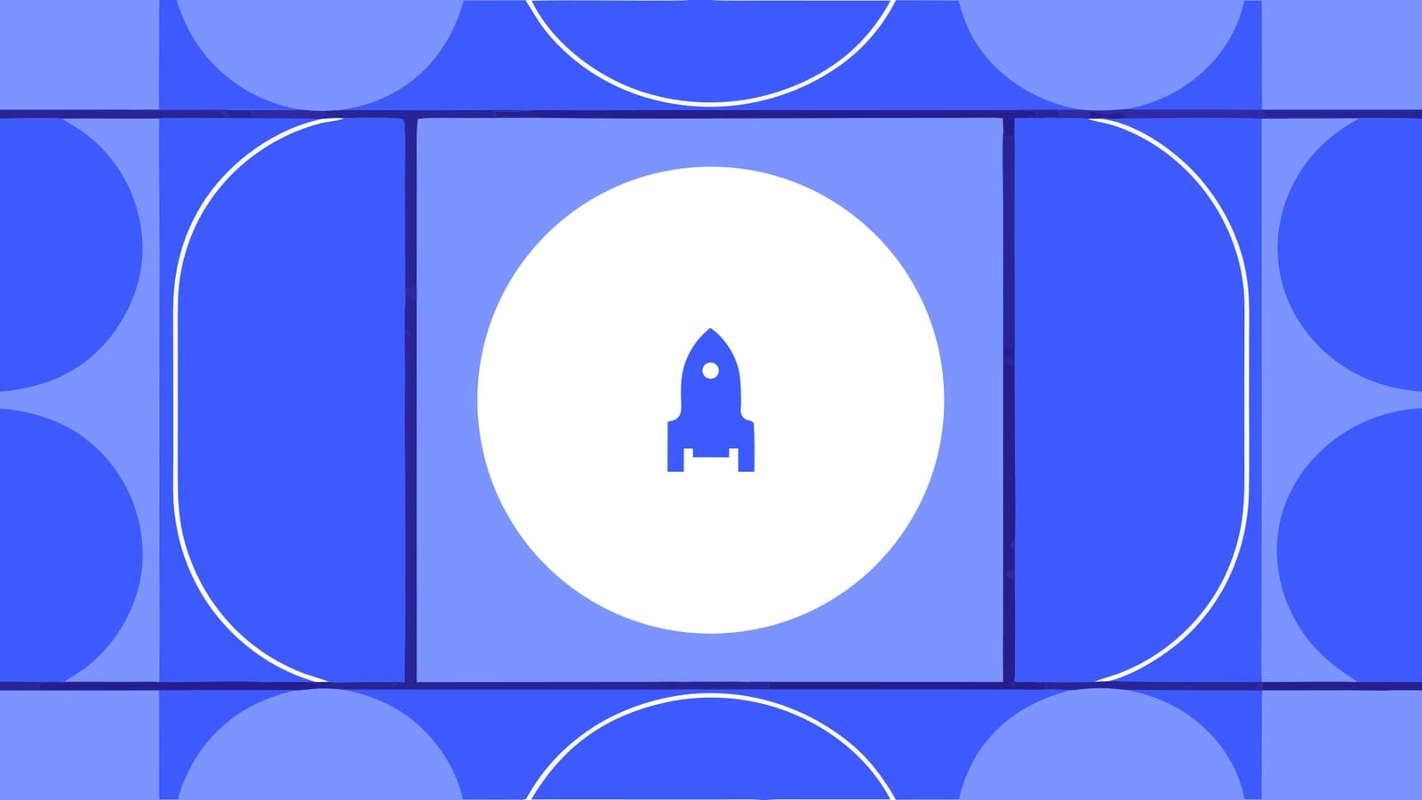 Indygo geometryczna kompozycja z rakietą — marketing internetowy
