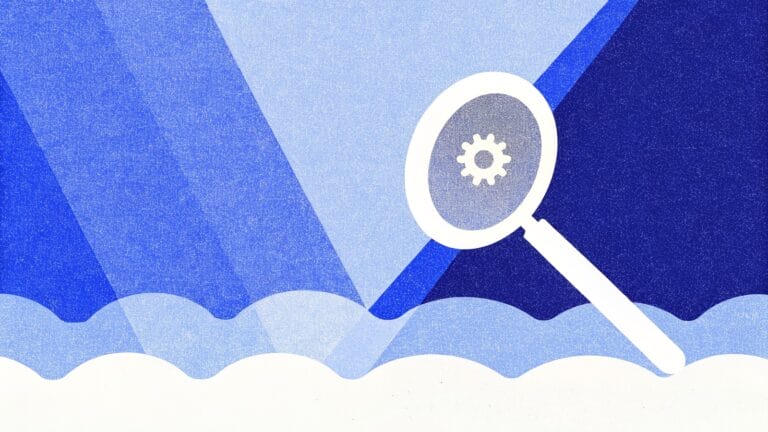 Indygo aurora z lupą i zębatką — operatory wyszukiwania Google