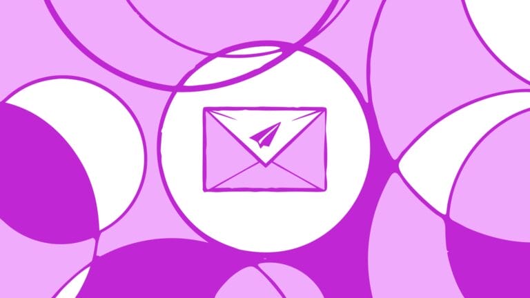 Magentowa geometryczna kompozycja z kopertą - e-mail marketing
