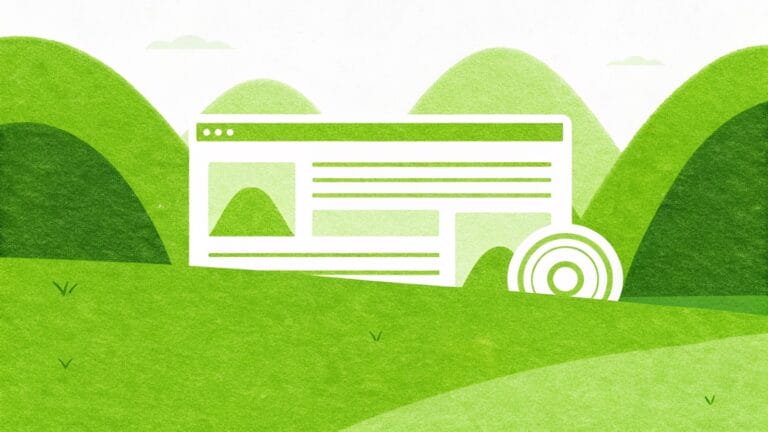 Zielona aurora z układem strony i przyciskiem - landing page