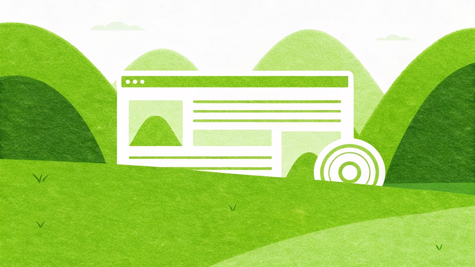 Zielona aurora z układem strony i przyciskiem - landing page