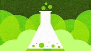 Zielona aurora z kolbą laboratoryjną - testy A/B