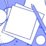Indygo geometryczna kompozycja z piórem i dokumentem - SEO copywriting