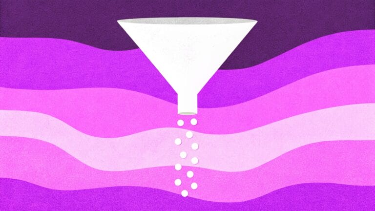 Segmentacja bazy i lead nurturing - ilustracja lejka z segmentami
