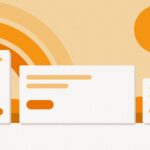 Reklama displayowa – trzy formaty banerów reklamowych na pomarańczowym tle