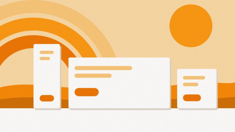 Reklama displayowa – trzy formaty banerów reklamowych na pomarańczowym tle