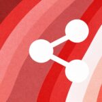 Symbol udostępniania na czerwonym tle — udostępnianie wizytówki Google