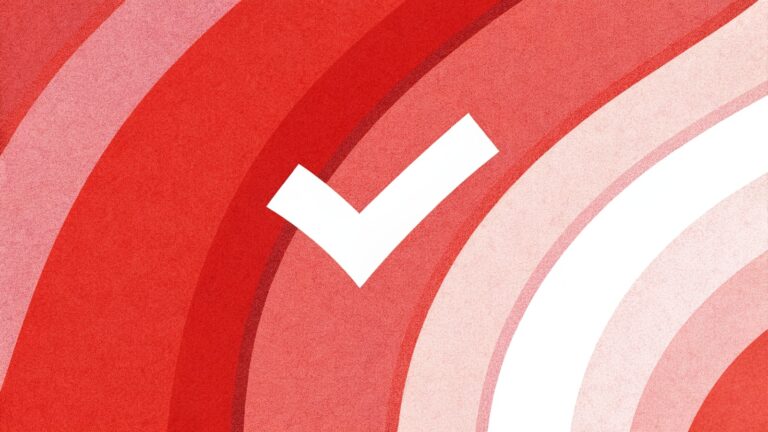 Biały znacznik wyboru na czerwonym tle — weryfikacja wizytówki Google
