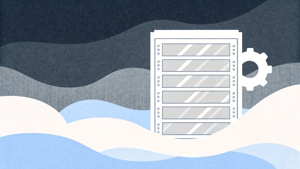 Hosting WordPress - serwer z zębatką, ilustracja