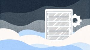 Hosting WordPress - serwer z zębatką, ilustracja