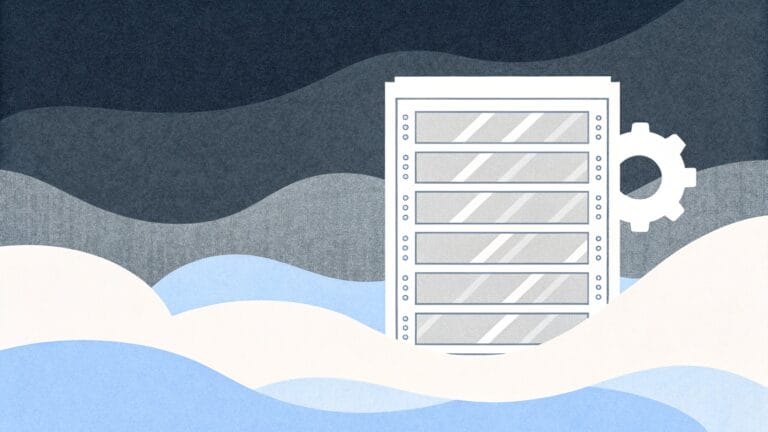Hosting WordPress - serwer z zębatką, ilustracja